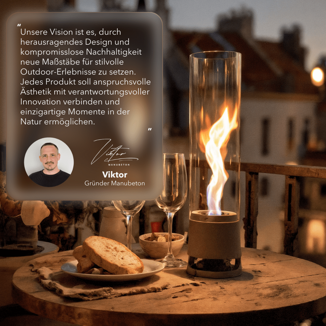 Standfeuer LUCEO Outdoor – stilvolles Tischfeuer mit drehender Flamme