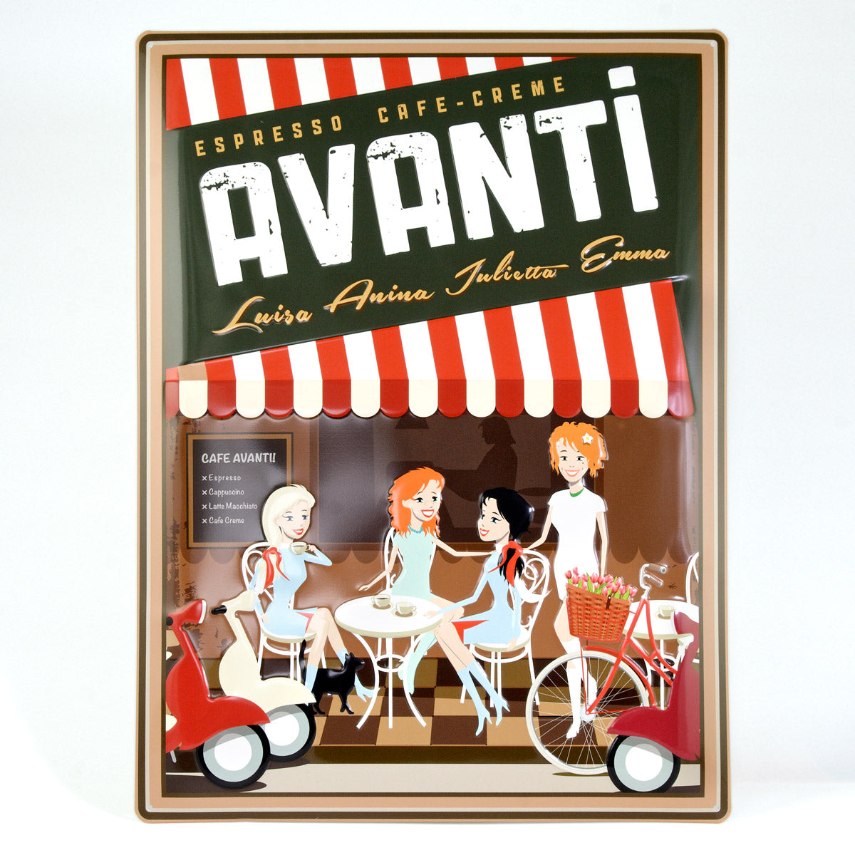 AVANTI Embossed Tin Sign - 40×30 cm (400×300 mm), Aluminum Wall Sign with Hanging Holes