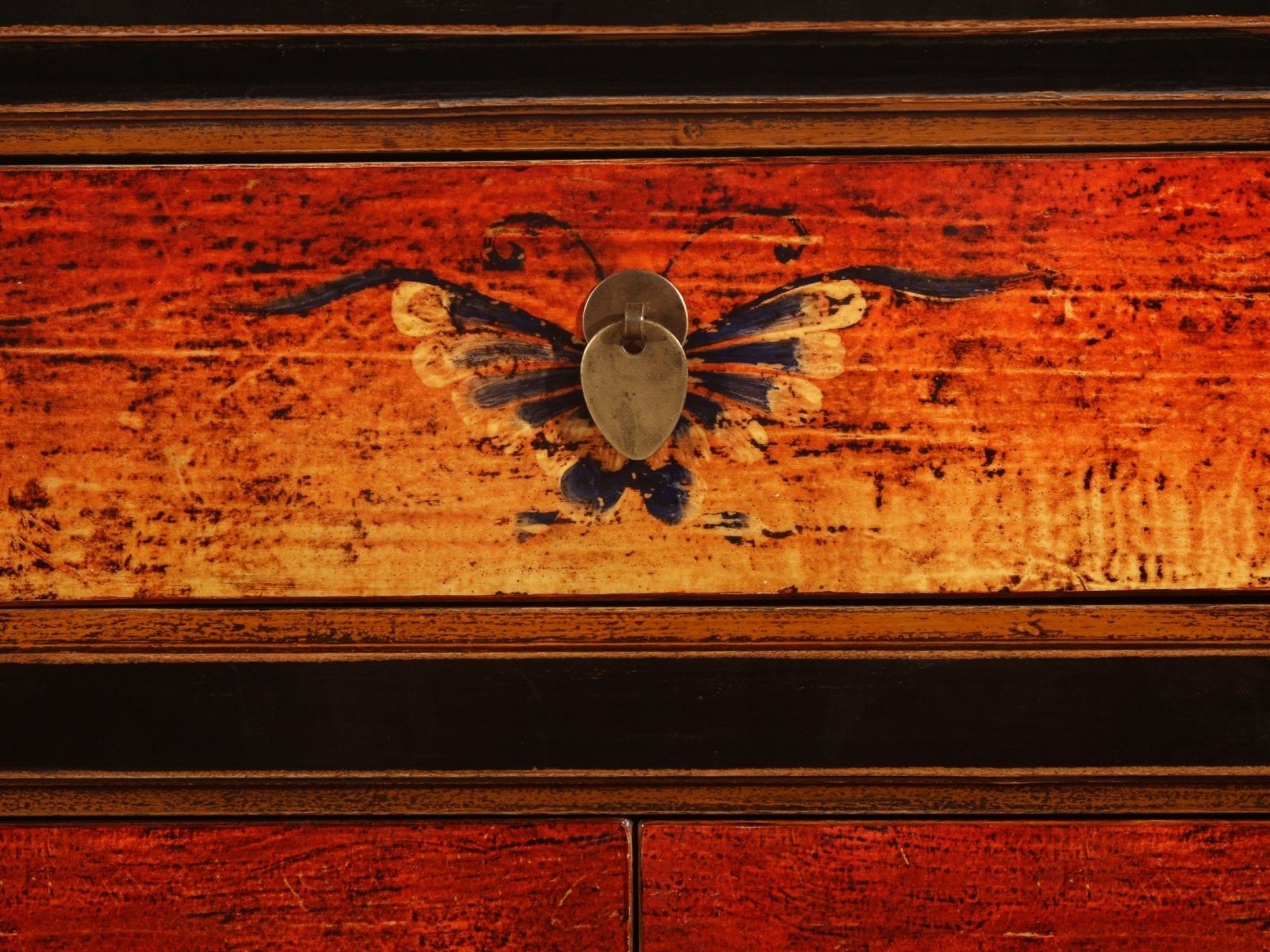 Vintage Asia Oriental Chest of Drawers Sideboard Cabinet "Fire" - Item No. 34372-2