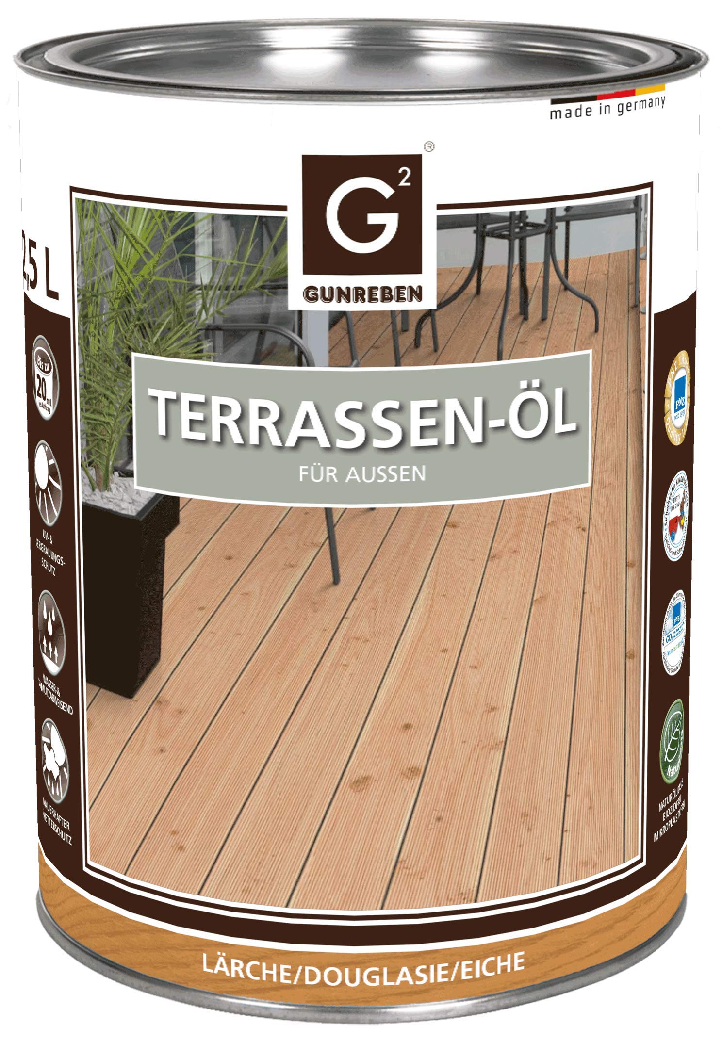 G2 Terrassen-Öl - Gebinde: 2,5 L - Lärche | Douglasie | Eiche