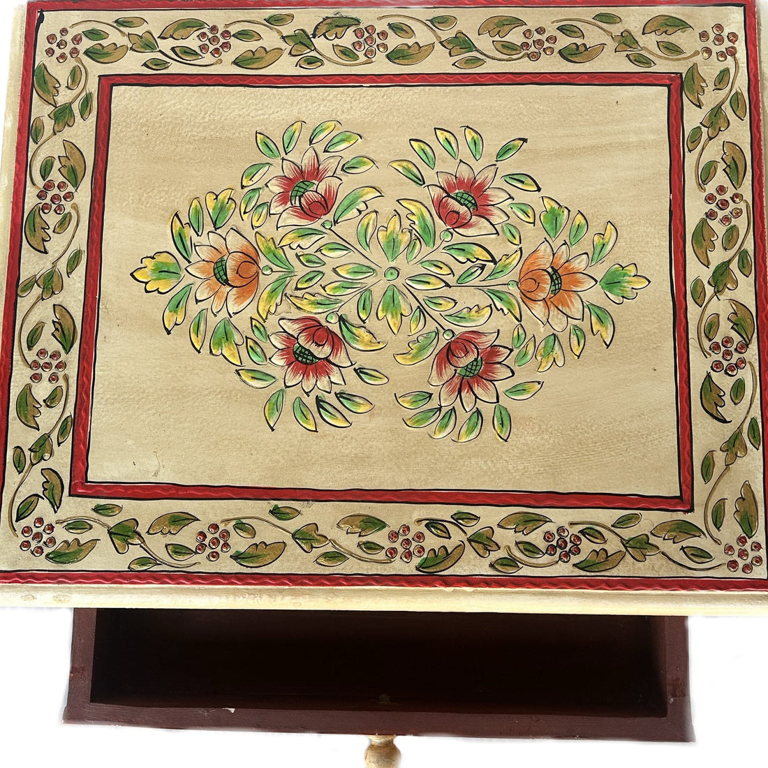 Vintage Asian Hand-Painted Indian Bedside Box - Item Chest_IRF