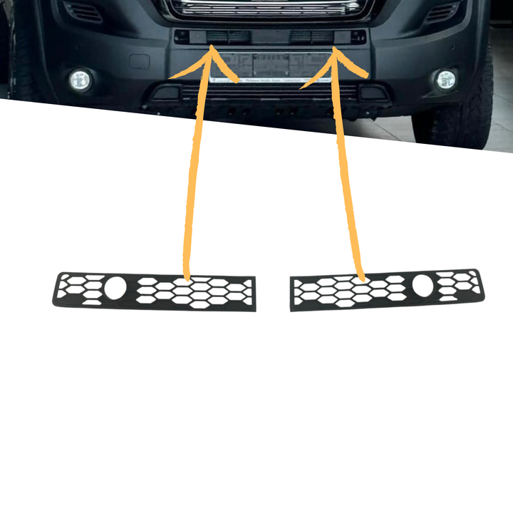 For Opel Movano Bumper Honeycomb - Matte Black, Compatible with Bumper with Parking Sensors