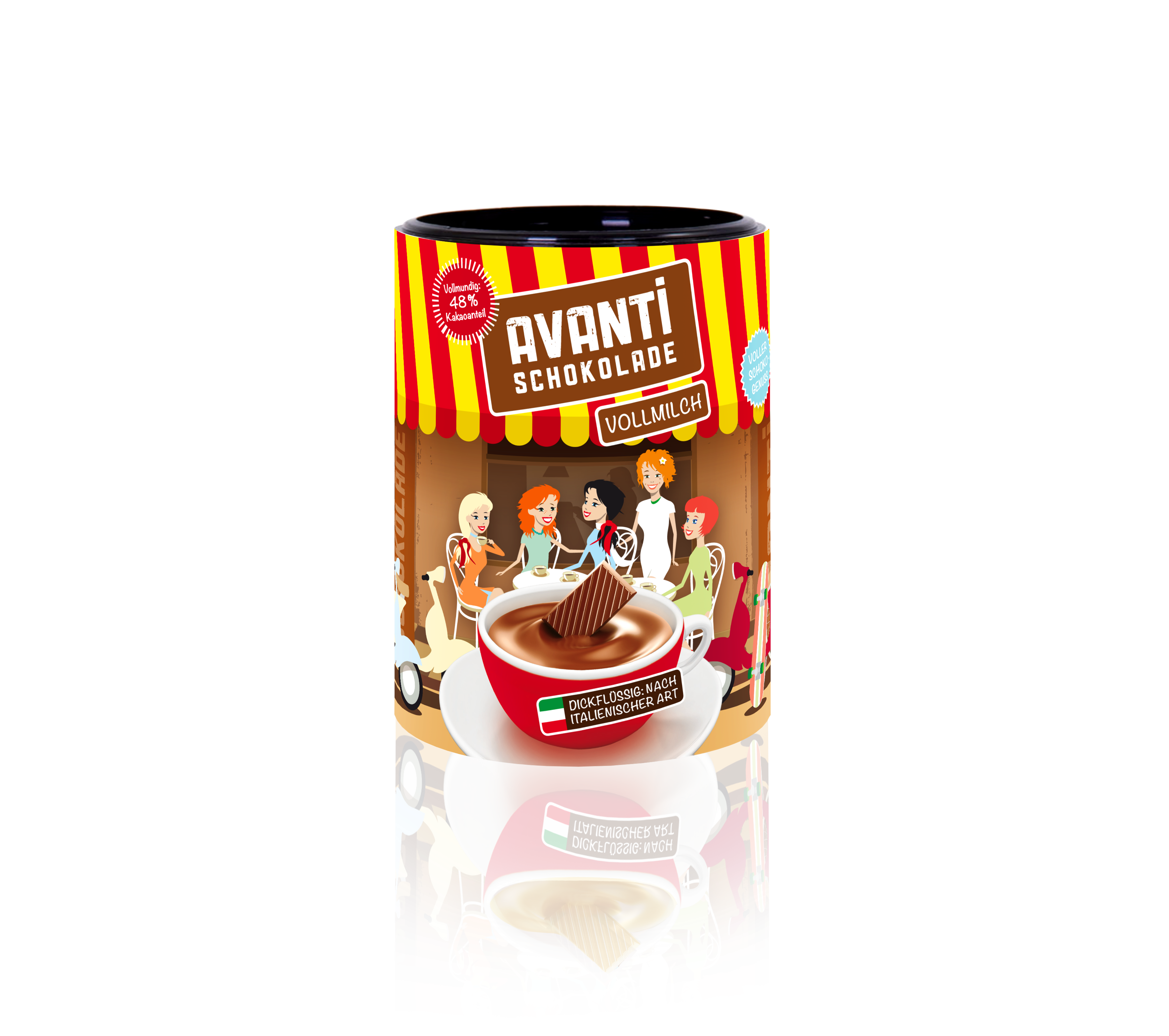 AVANTI Drinking Chocolate 4-Pack Mix – 4x400g Cans (White, Milk, Dark, Classic) – Italian Creamy & Additive-Free