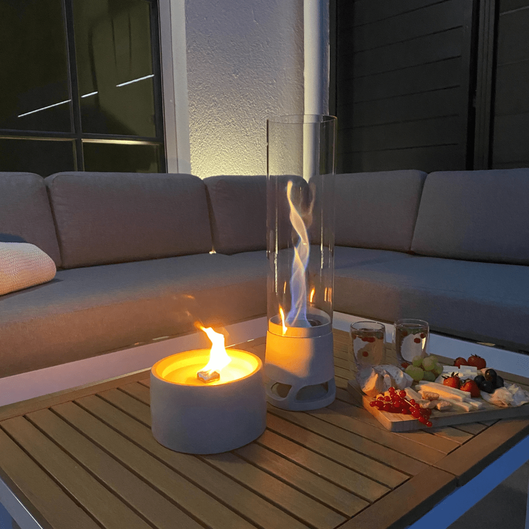 Standfeuer LUCEO Outdoor – stilvolles Tischfeuer mit drehender Flamme