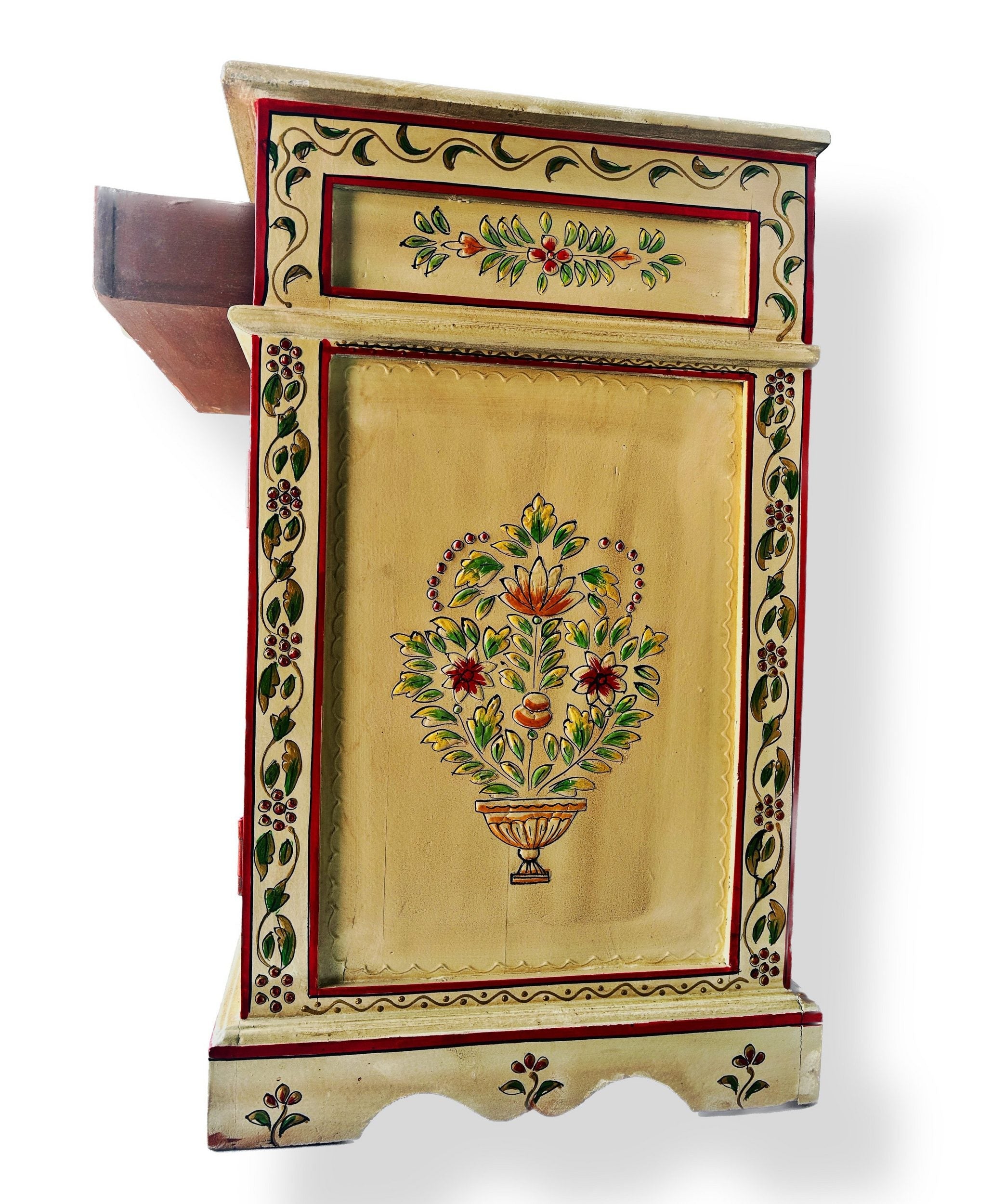 Vintage Asian Hand-Painted Indian Bedside Box - Item Chest_IRF
