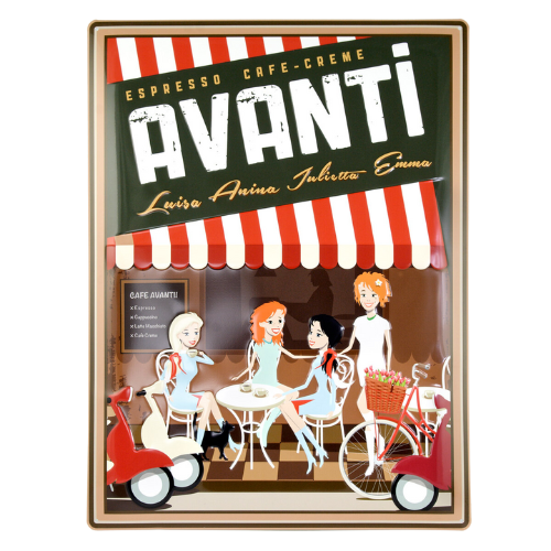 AVANTI Embossed Tin Sign - 40×30 cm (400×300 mm), Aluminum Wall Sign with Hanging Holes