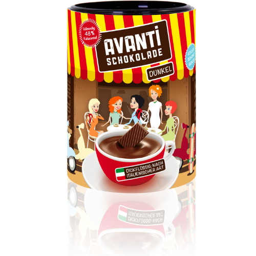 AVANTI Dark Hot Chocolate - 400 g tin, 48% cocoa, Italian-creamy (slightly thickened), without emulsifiers