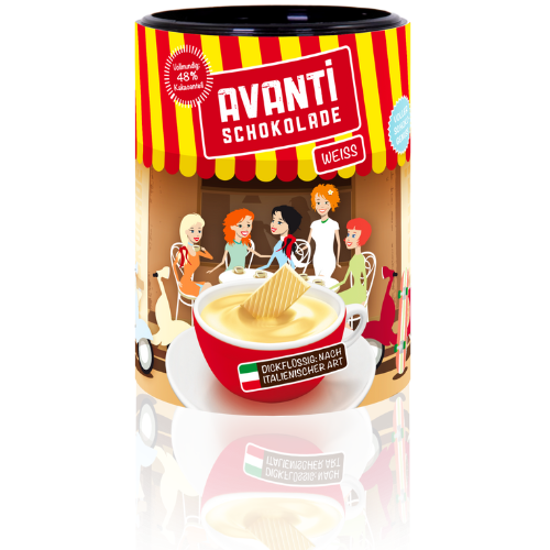AVANTI White Hot Chocolate – 400 g tin, Italian creamy (slightly thickened), without emulsifiers
