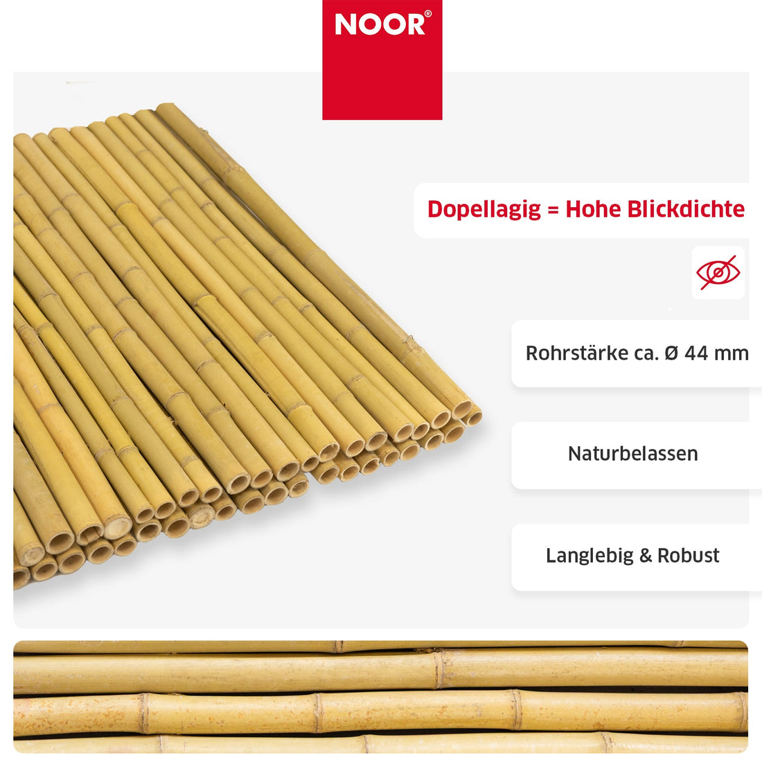 Bambusmatte DELUXE - Besonders stabiler Sichtschutz - Verschiedene Größen