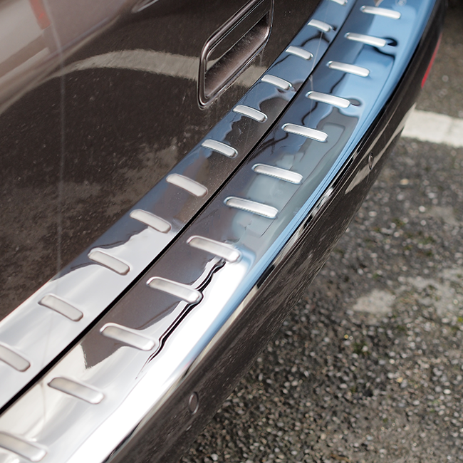 VW T6.1 Rear Bumper Protector for Barn Doors - Stainless Steel (Mirror + Brushed Insert) | 3M Tape