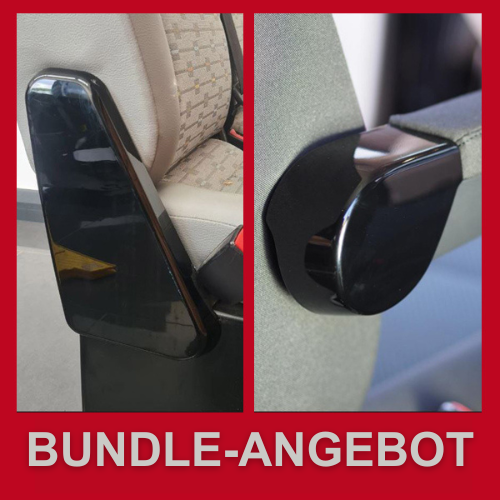 For VW T5, T5.1 Twin Seat Hinge Caps + Arm rest Caps Piano Black