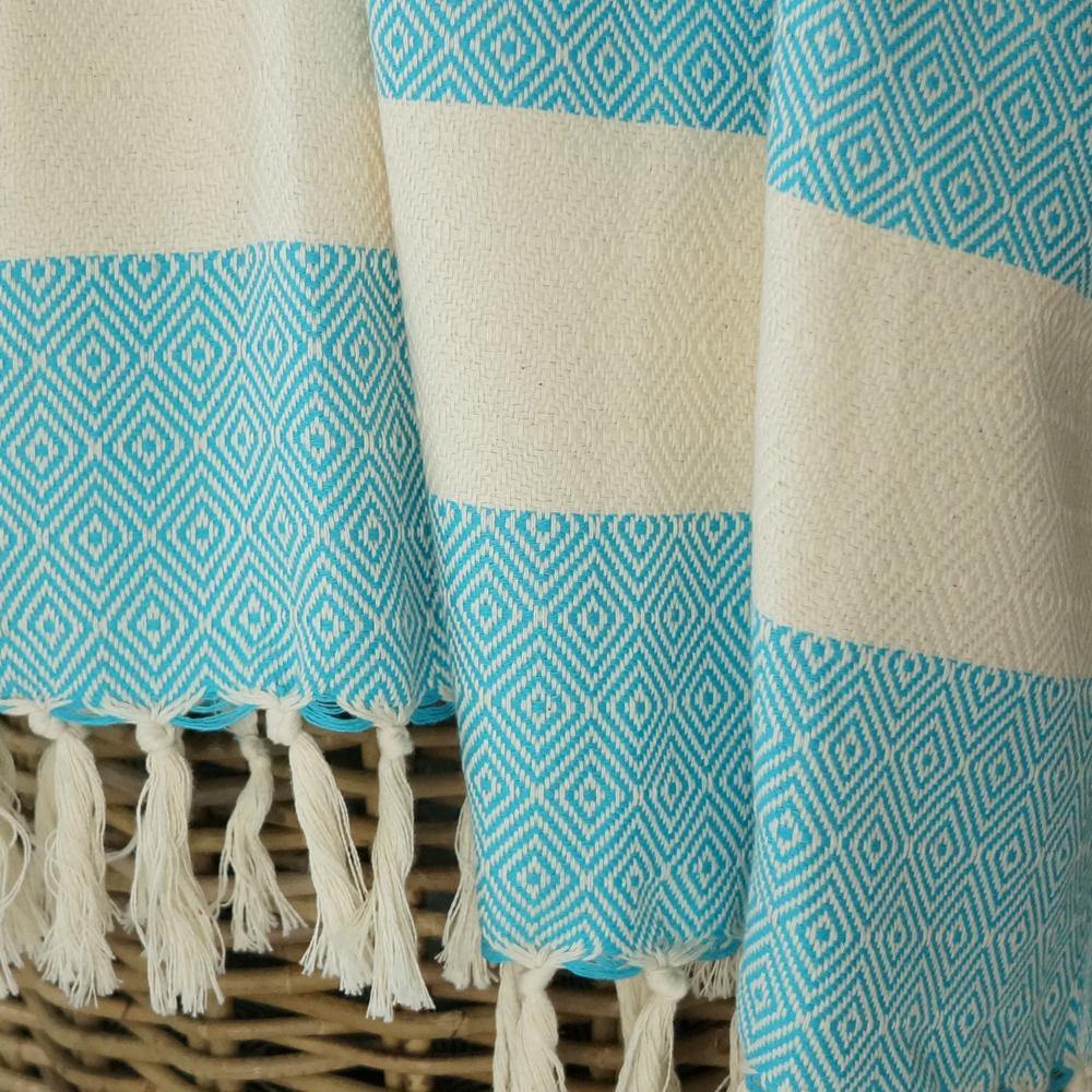 Hamam Towel Charlotte turquoise - hand-woven