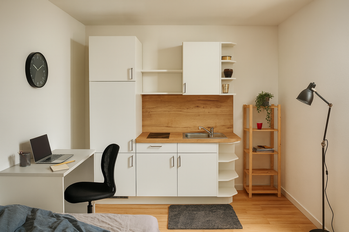 190cm GEBA Mini-Kitchen "Chemnitz" – pre-assembled incl. appliances & accessories