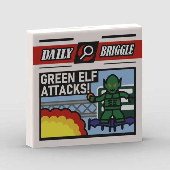 "Daily Briggle" 2x2 Tile - "GREEN ELF ATTACKS!" | UV Print | MBB-Custom