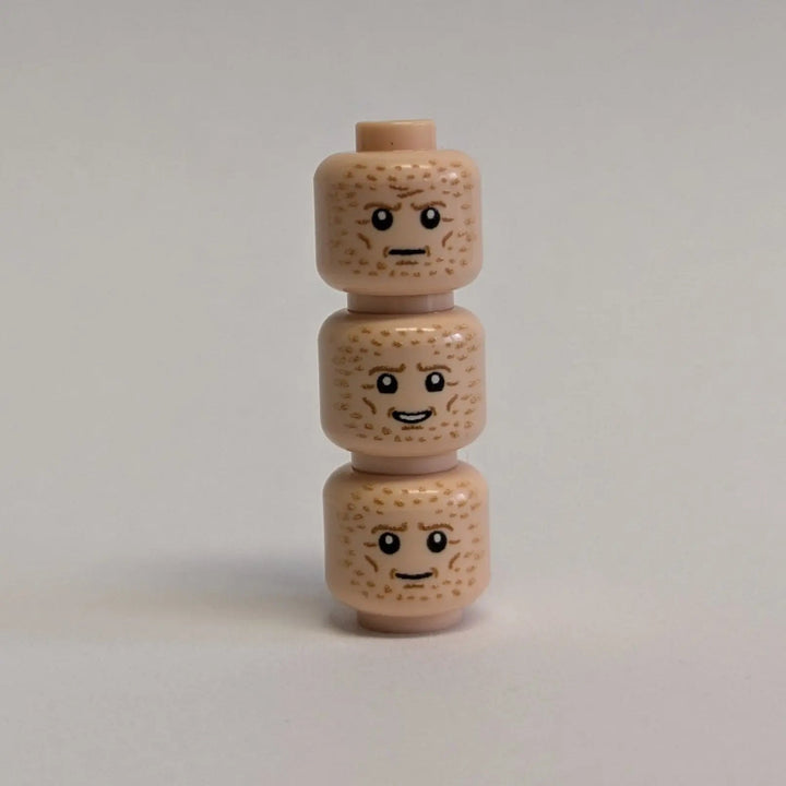Replacement Head Pack "Unmasked" (Set of 3) – Anti-Hero/Sarcasm Design – Compatible with LEGO® Minifigures | UV Print | Brickhunter.shop