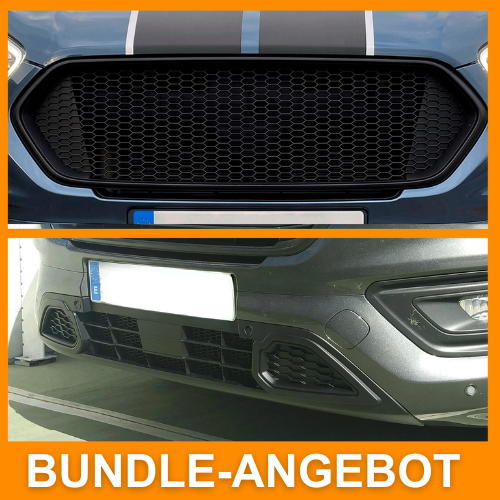 For Ford Transit Custom Matte Black Honeycomb Grille Set - Pre-Painted and Ready to Fit