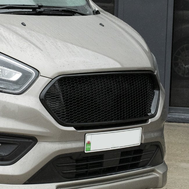 For Ford Transit Custom Badgeless Honeycomb Grille – Matte Black, Ready to Fit