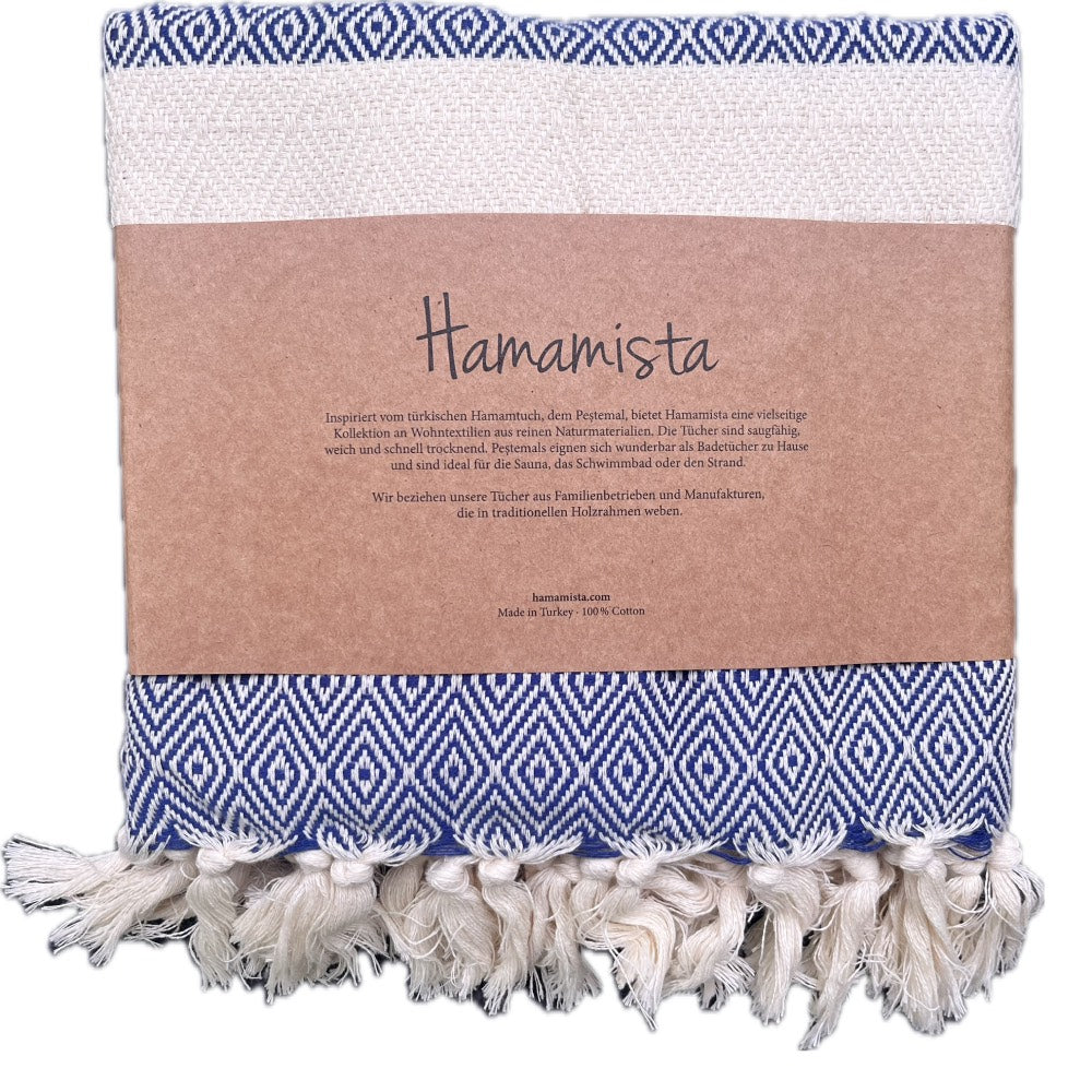 Charlotte dark blue hammam towel - hand-woven