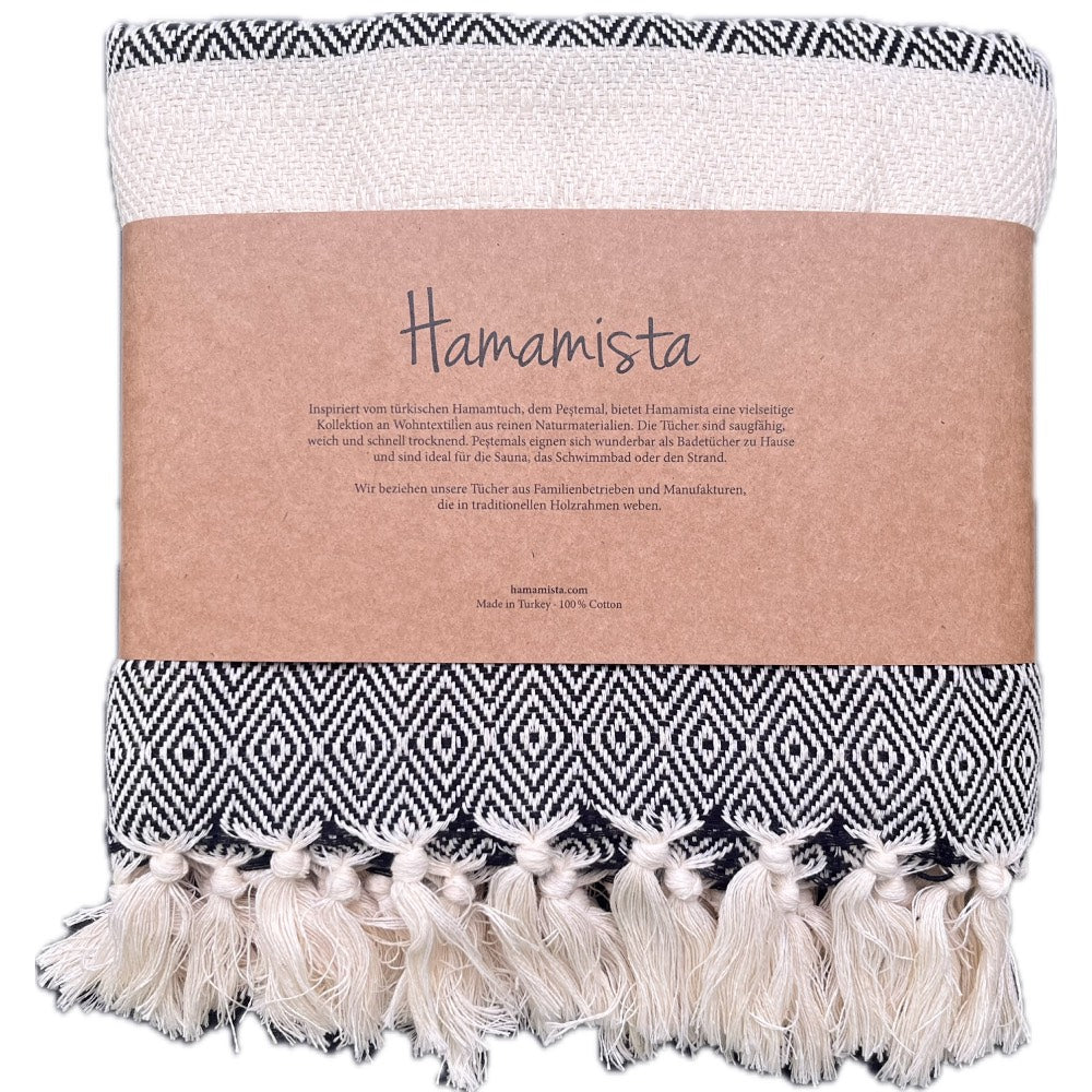 Hamam Towel Charlotte black - handwoven