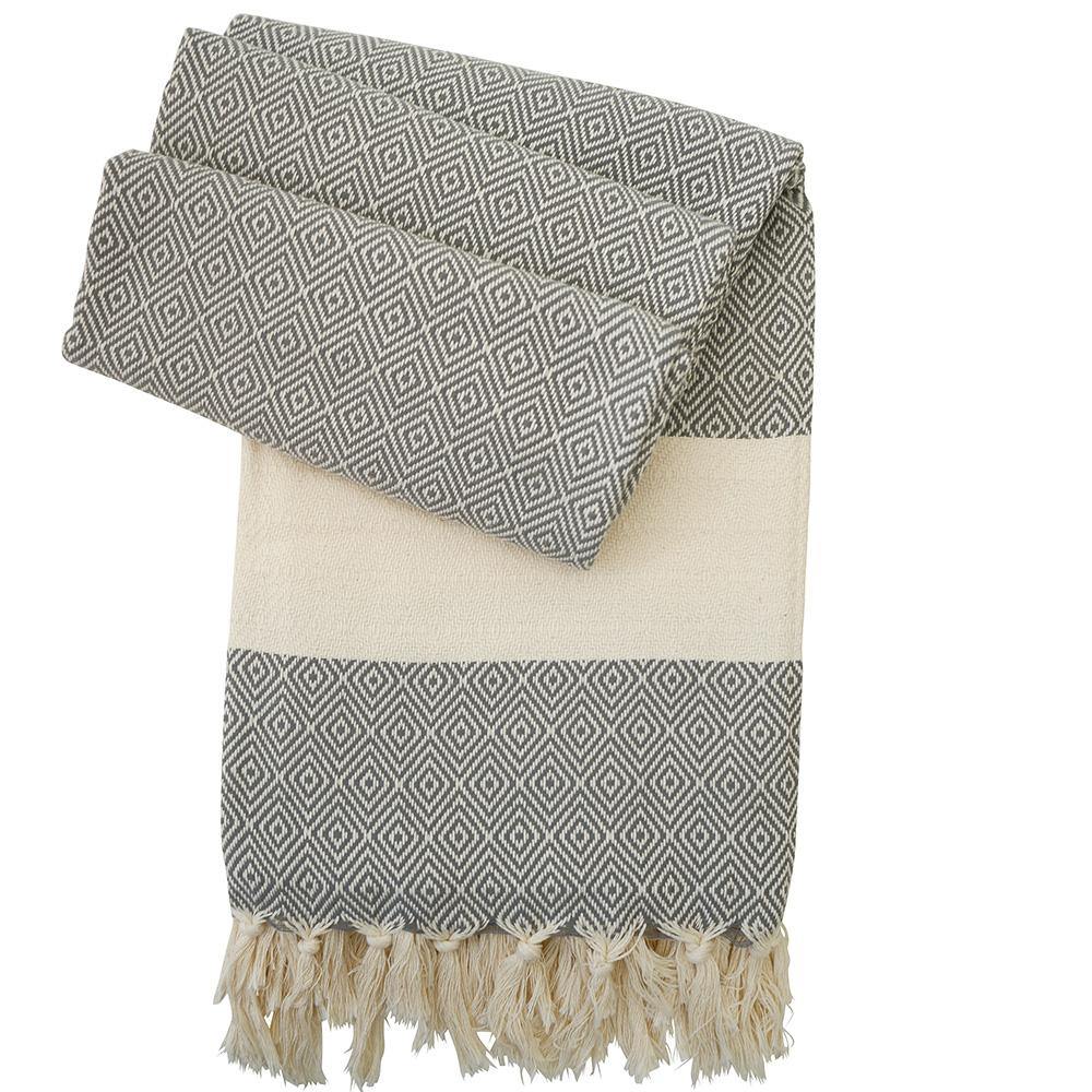Hamam towel Charlotte dark grey - hand-woven