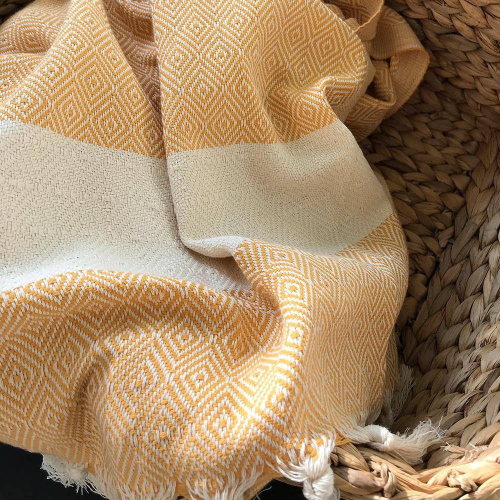 Charlotte Hammam towel yellow - hand-woven