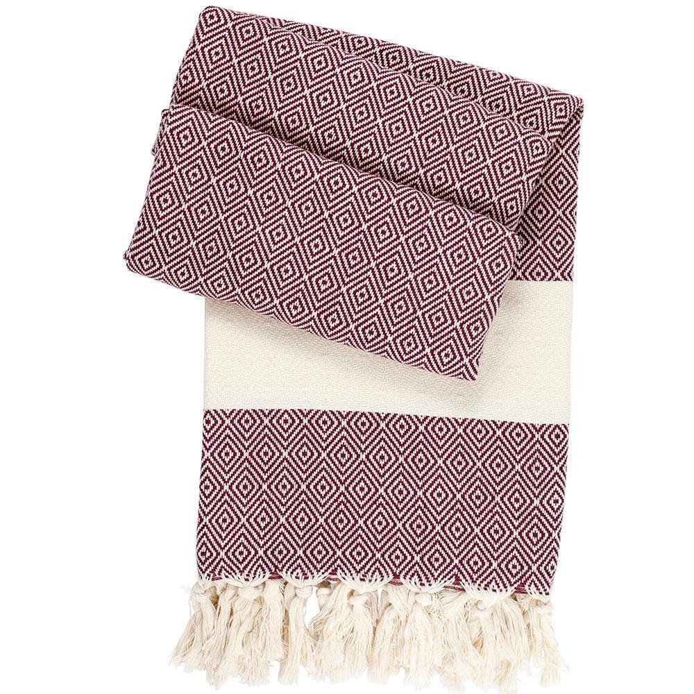 Fouta Charlotte bordeaux - hand-woven