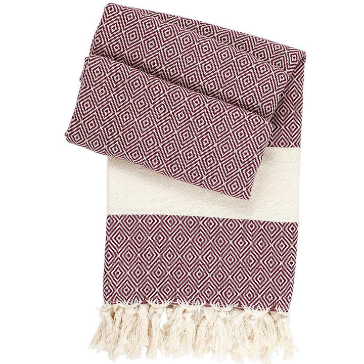Fouta Charlotte bordeaux - hand-woven