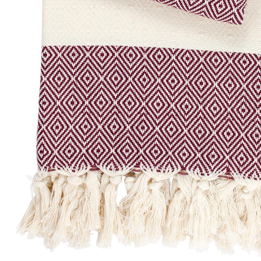 Fouta Charlotte bordeaux - hand-woven