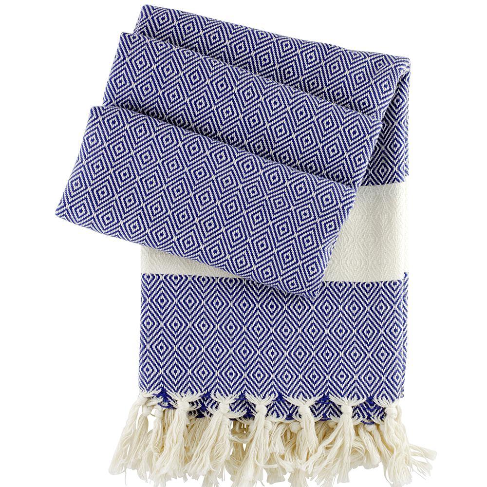 Charlotte dark blue hammam towel - hand-woven