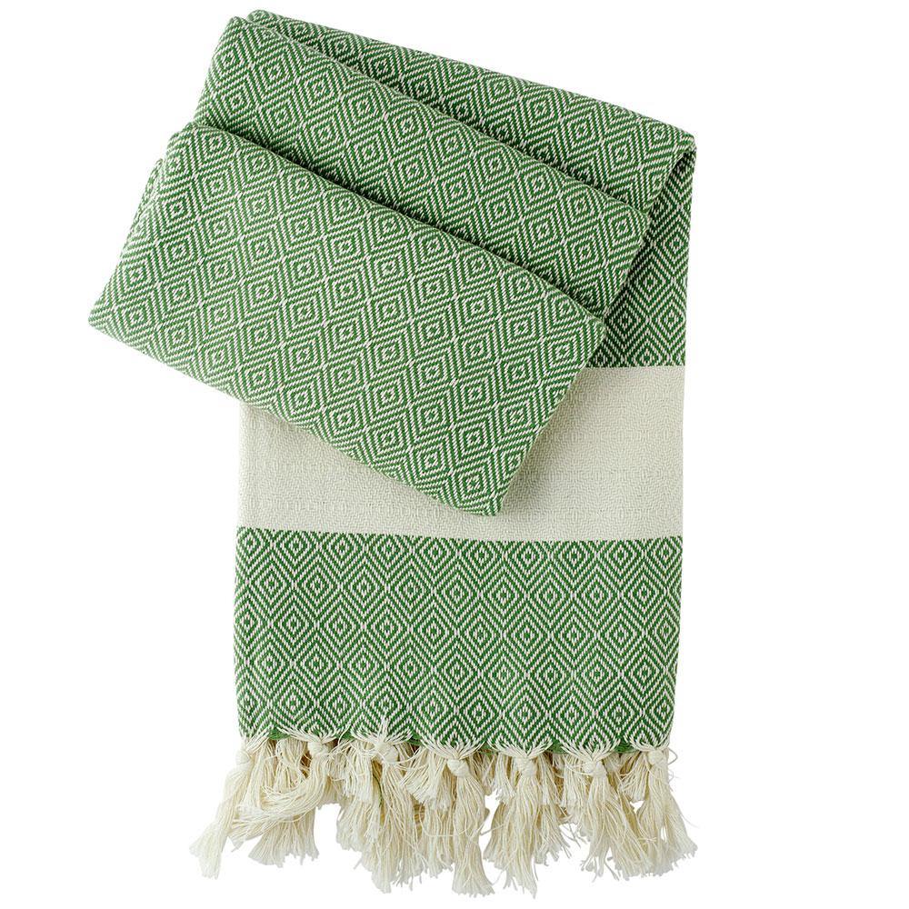 Fouta Charlotte fir green - hand-loomed