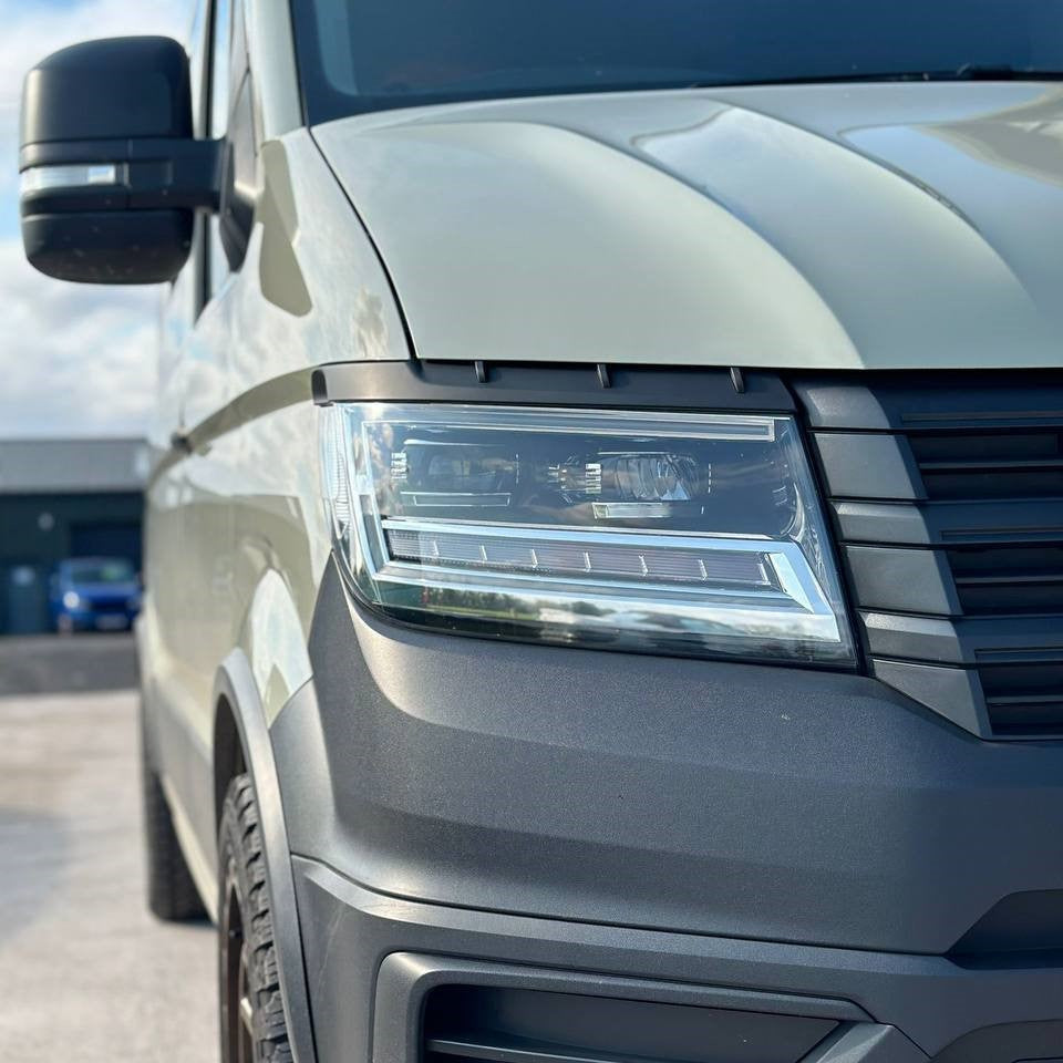 For New VW Crafter Headlight Eyebrow Trim – Matte Black - Van Styling Accessory by Van-X