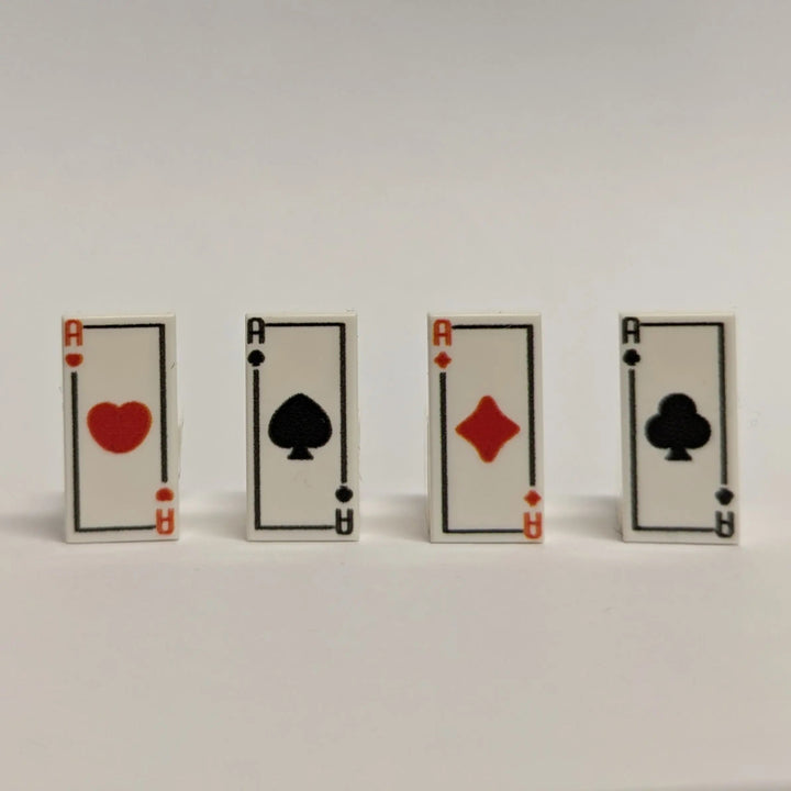 Ace Card Pack – 4x LEGO® Tile 1x2 (UV Print) | Minifigure Accessories for Gamblers & Poker MOCs | Brickhunter.shop