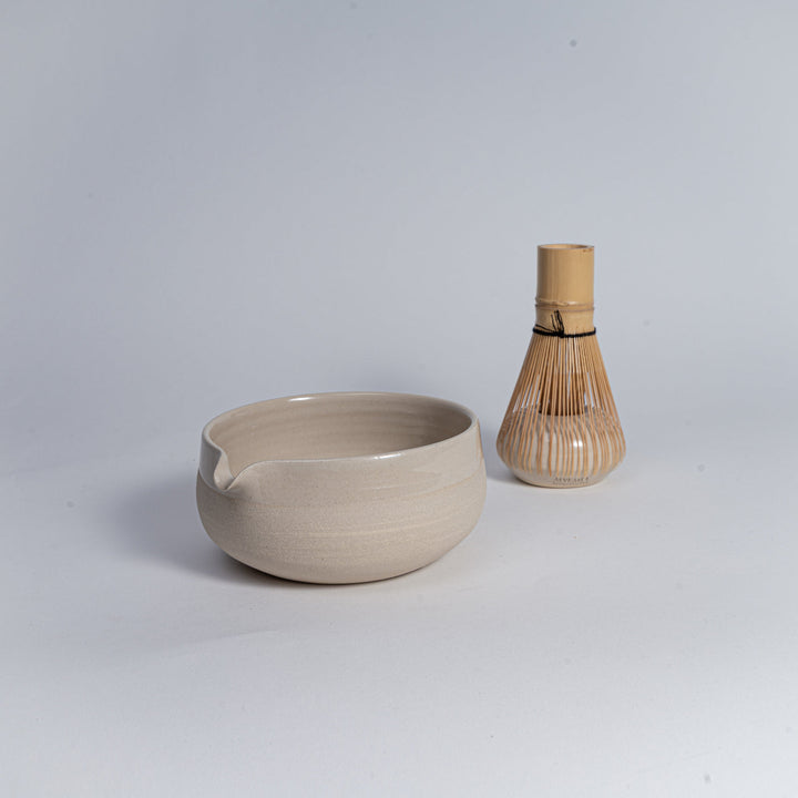 YOKO Matcha Whisk Holder Beige - Handmade Ceramic Kusenaoshi, Shapes & Dries the Chasen (Mannheim)