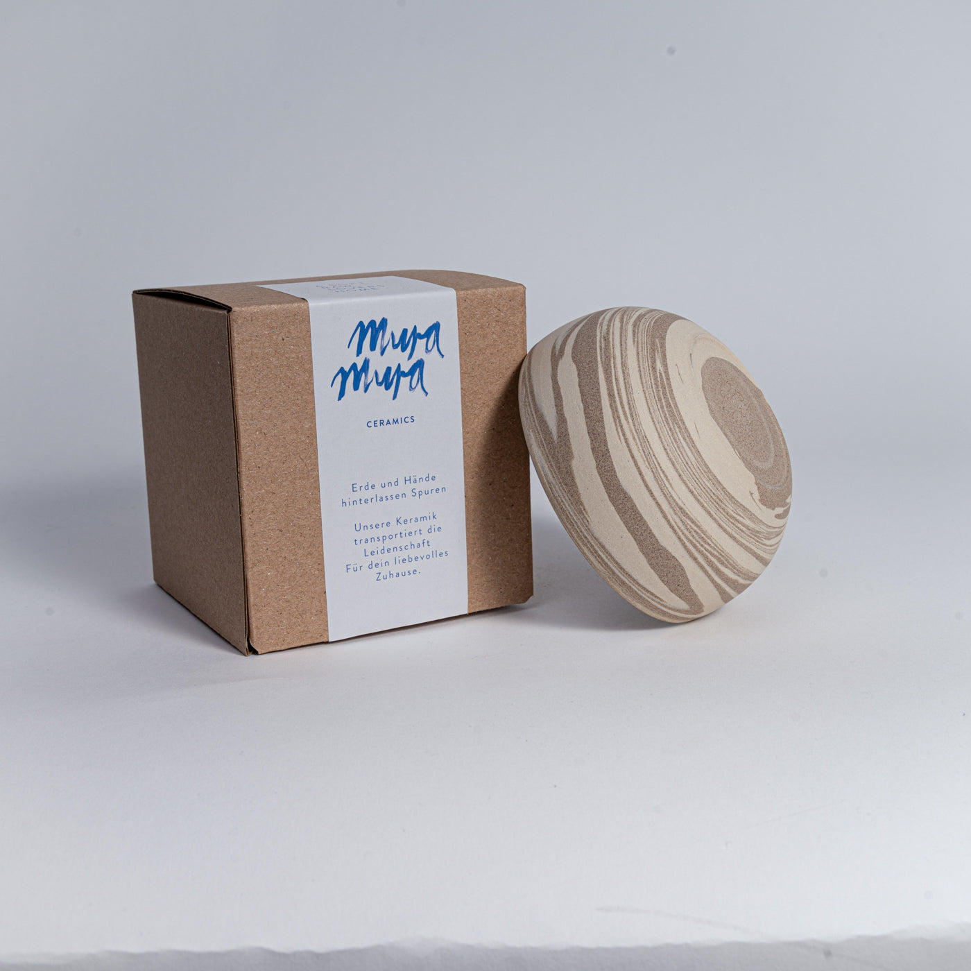 KUMO Cappuccino Cup Mixed Clay - handmade stoneware ceramic, 220 ml, unglazed outside & glazed inside (Mannheim)