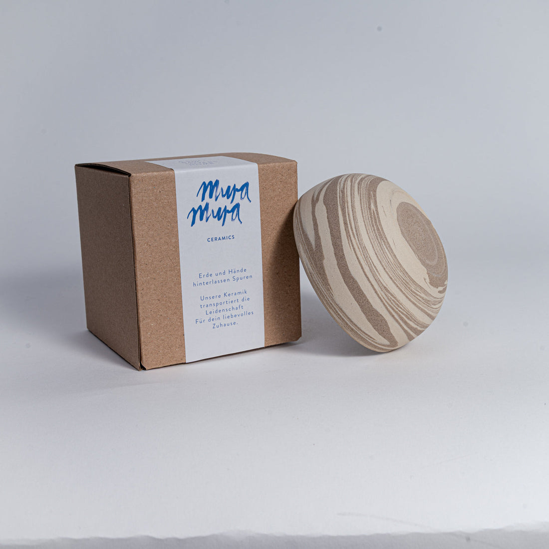 KUMO Cappuccino Cup Mixed Clay - handmade stoneware ceramic, 220 ml, unglazed outside & glazed inside (Mannheim)