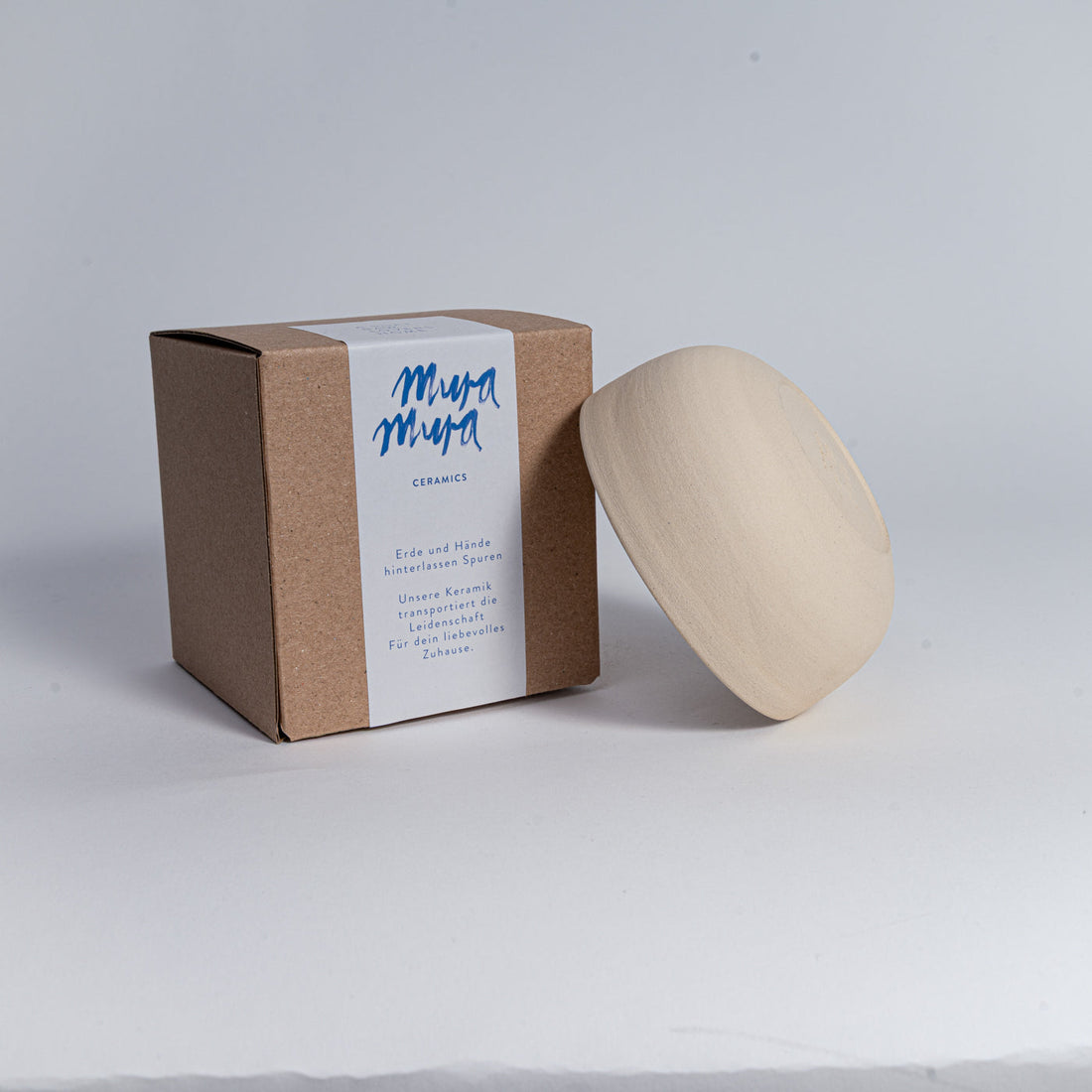 KUMO Cappuccino Cup Beige - handmade stoneware ceramic, 220 ml, unglazed outside & glazed inside (Mannheim)