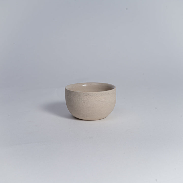 KUMO Espresso Cup Beige – handmade stoneware, 60 ml, unglazed outside & glazed inside (Mannheim)