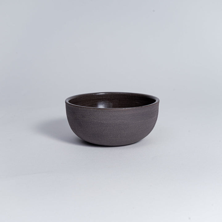 KUMO Cappuccino Cup Grey/Black – handmade stoneware ceramic, 220 ml, unglazed outside & glazed inside (Mannheim)