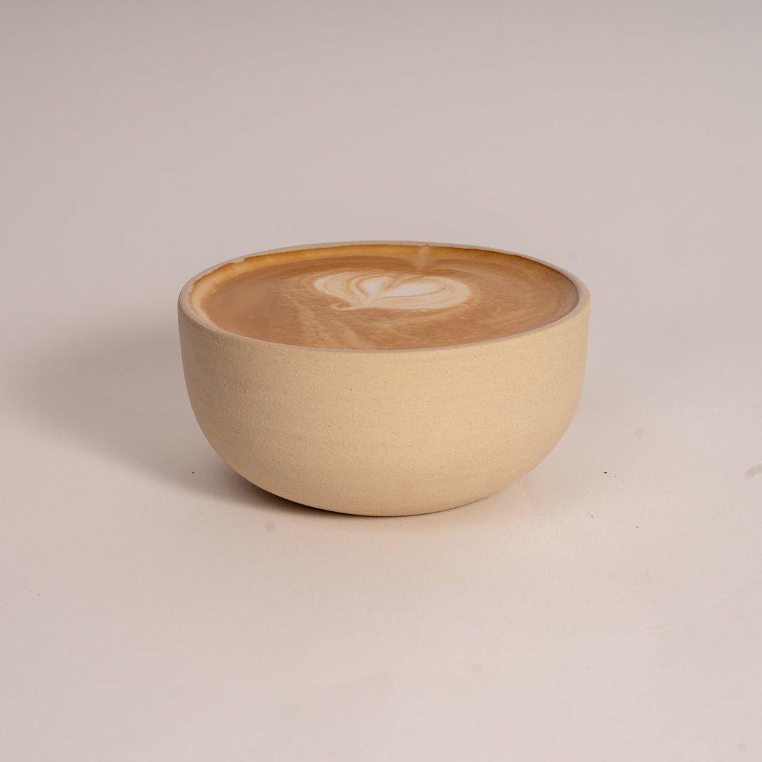 KUMO Cappuccino Cup Beige - handmade stoneware ceramic, 220 ml, unglazed outside & glazed inside (Mannheim)