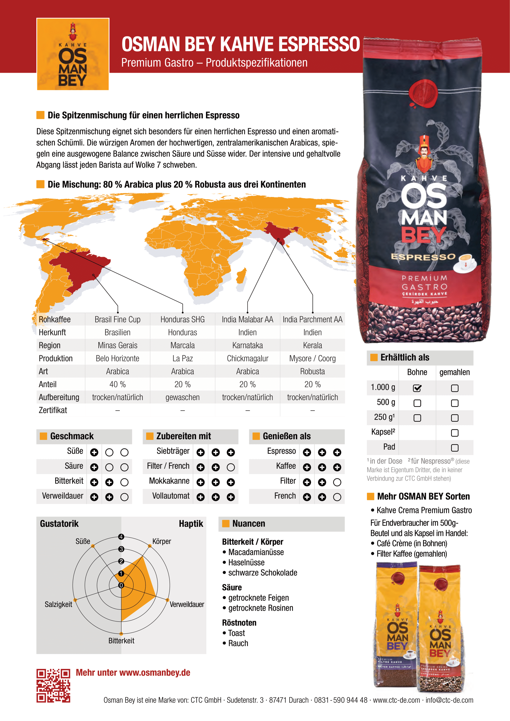 Caffè Osman Bey - Espresso - 1000g - Bohnen
