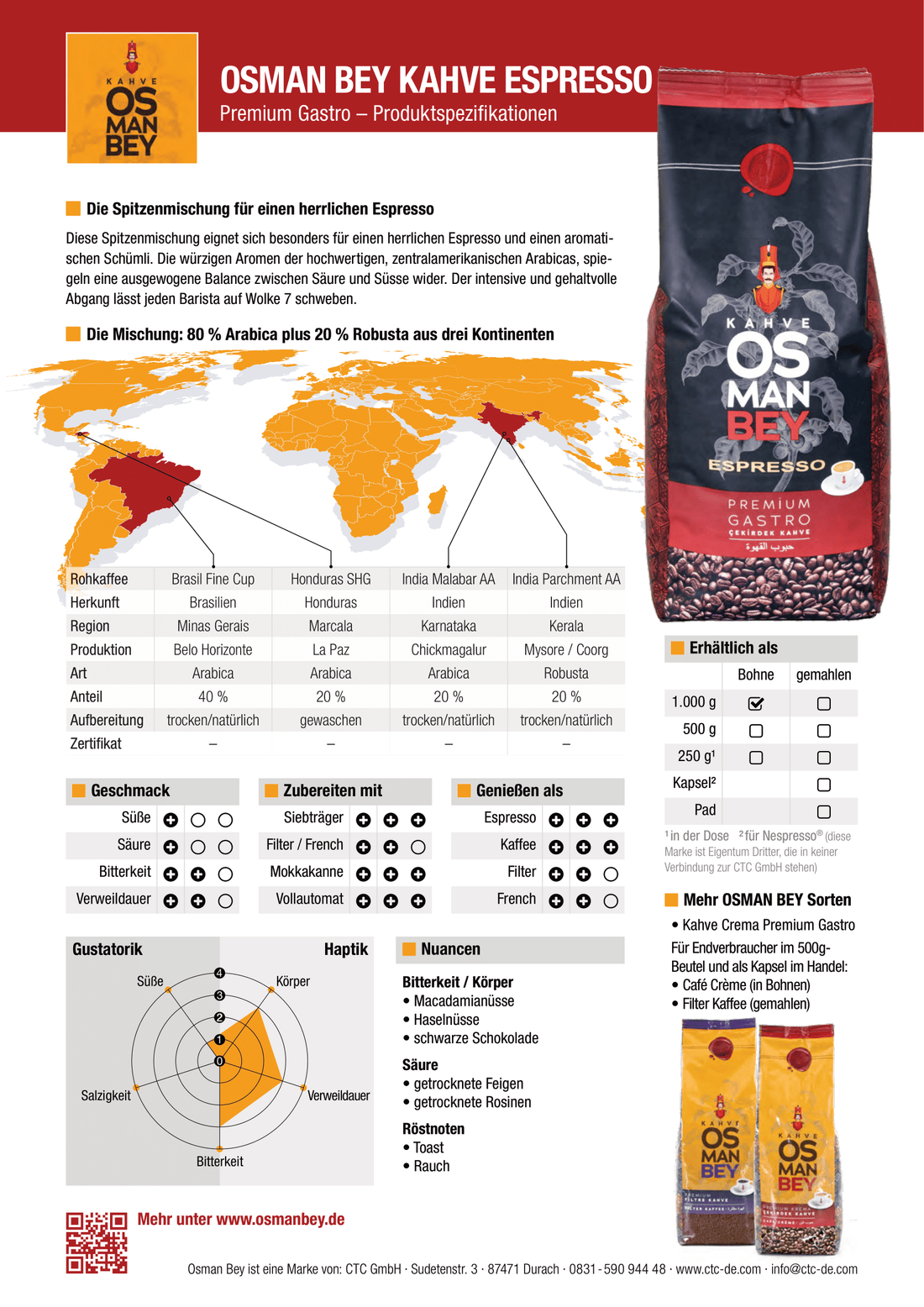 Caffè Osman Bey - Espresso - 1000g - Bohnen