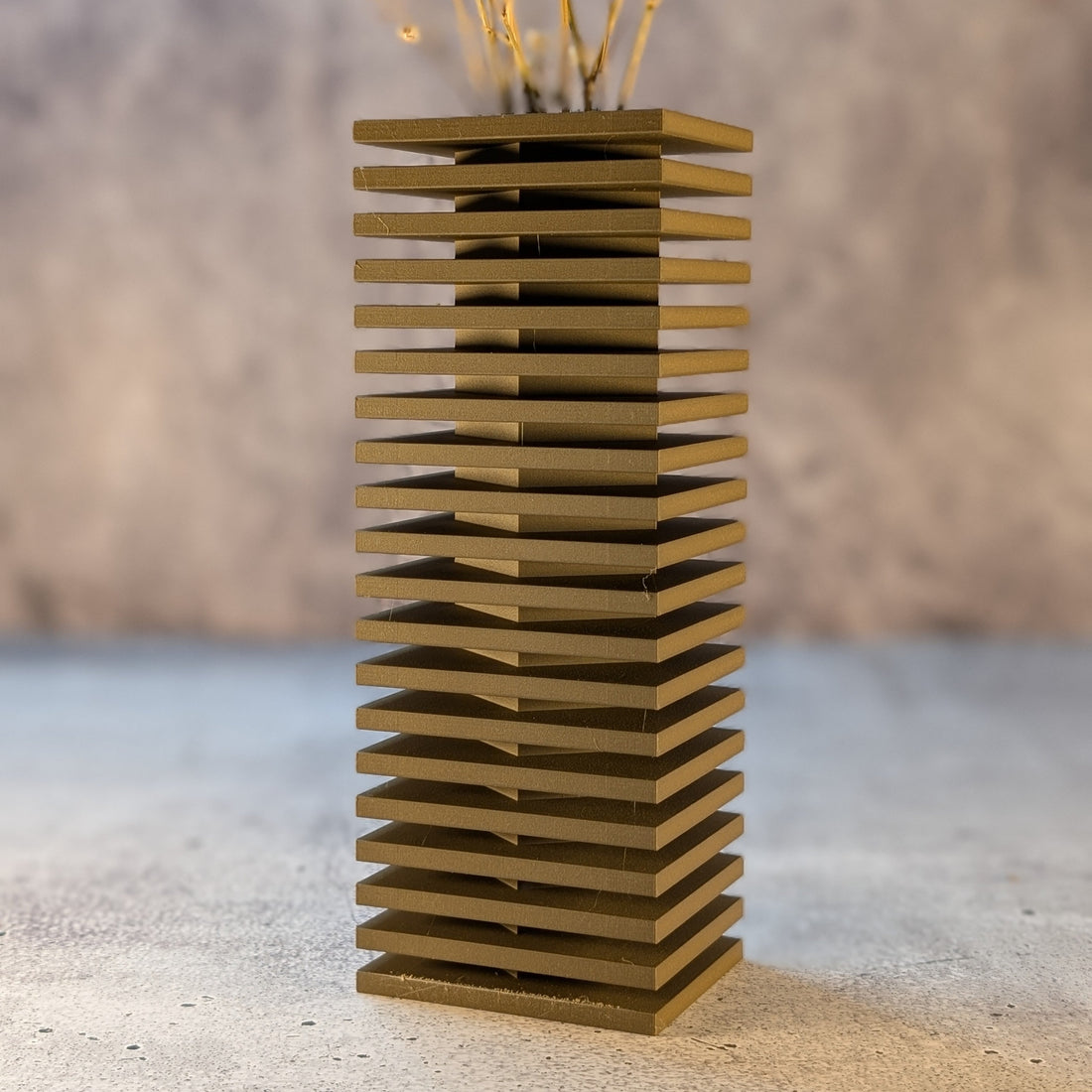 Nado Vase Black Walnut – Design Vase made of PLA-Wood (3D-printed), sculptural decorative object for dried flowers (20.3 cm)