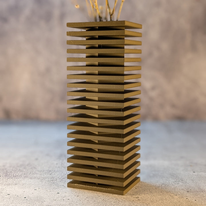 Nado Vase Black Walnut – Design Vase made of PLA-Wood (3D-printed), sculptural decorative object for dried flowers (20.3 cm)