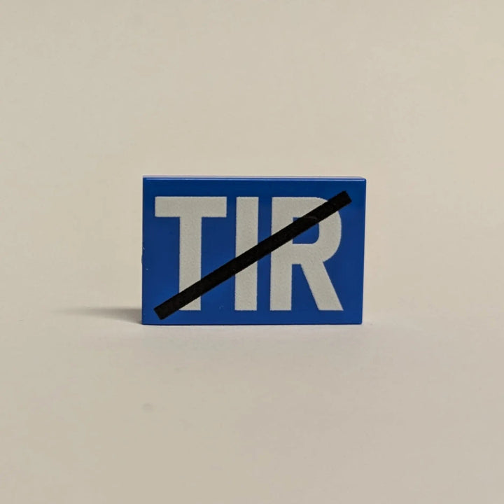LEGO® Tile 2x3 Shield "TIR" – Blue, UV Printed (optionally crossed out) | Brickhunter.shop