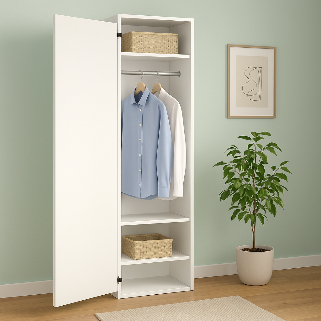 GEBA SlimSpace System Wardrobe 60 cm – space-saving dressing cabinet in matte white (Made in Germany)