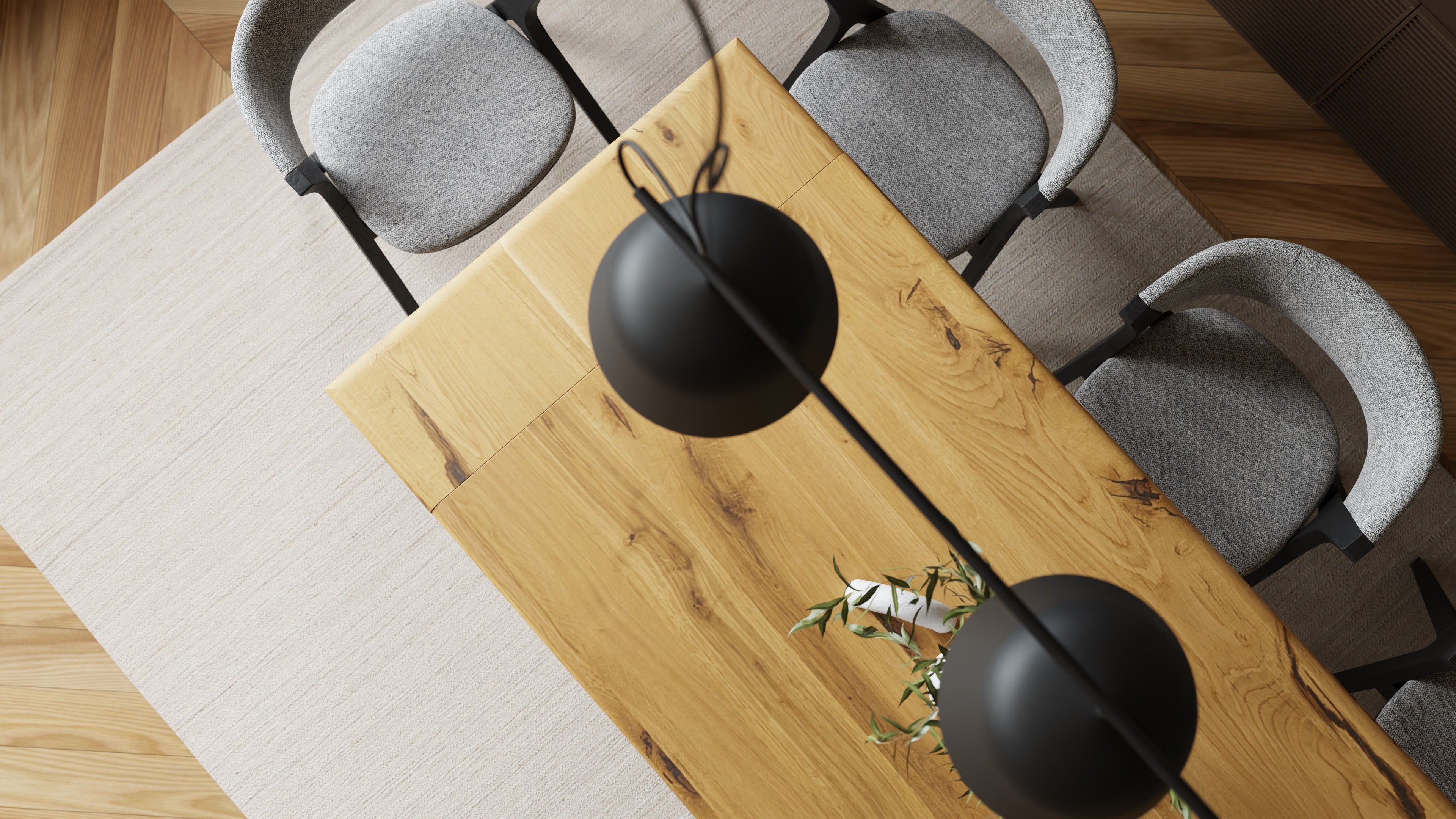 Solid Oak Dining Table with Live Edge & Spider Base – 160×90 cm, extendable to 240 cm with 2 extension leaves (natural oiled)