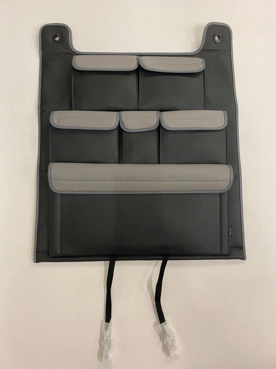 For VW T6 &amp; T6.1 Transporter Double Back Seat Organizer – Black with Gray Lids | Storage solution