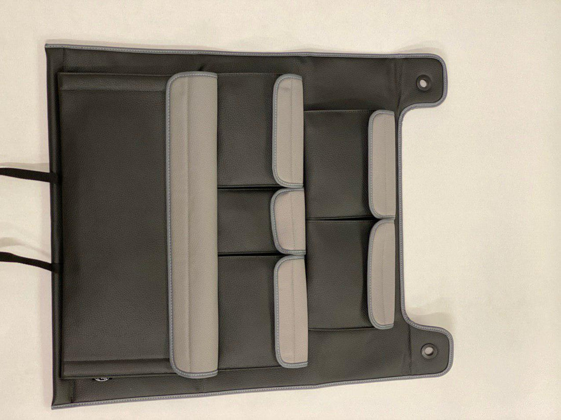 For VW T6 &amp; T6.1 Transporter Double Back Seat Organizer – Black with Gray Lids | Storage solution