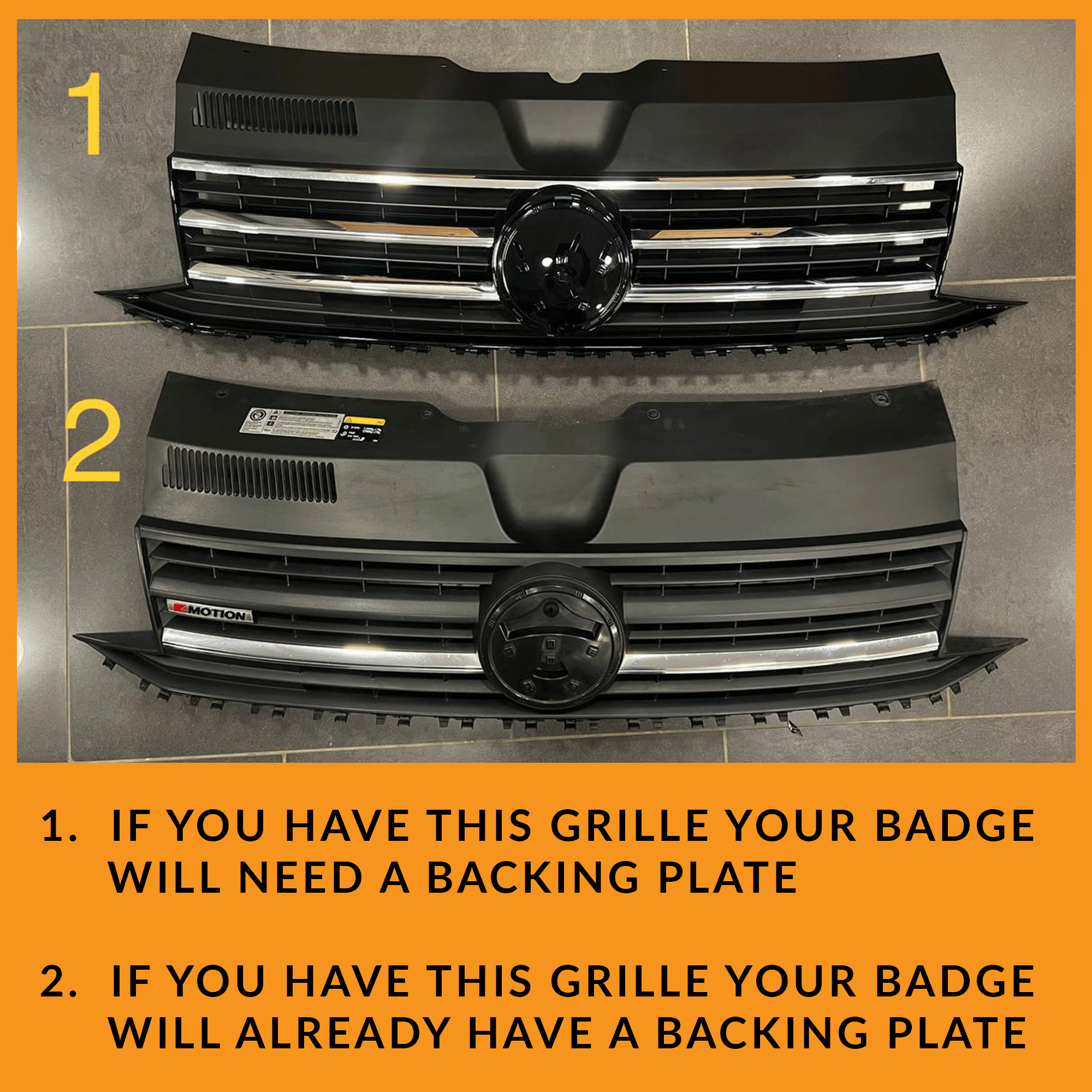 For VW T6 R-Line Front Grille (2 in 1) Badged/Badgeless - Matte Black