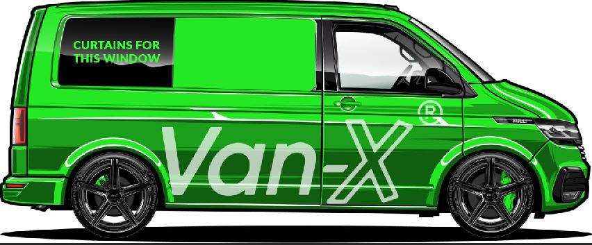 For VW T6.1 Transporter Van Conversion Premium Curtains Van-X - Black/Black